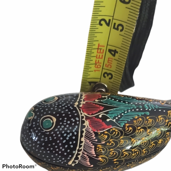 Vintage Hand Painted Wood Carved Fish Trinket Dish - Picture 12 of 13